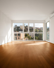 new empty apartment, room with big window