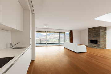 Obraz na płótnie Canvas modern architecture, new empty apartment, living room