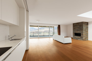 modern architecture, new empty apartment, living room
