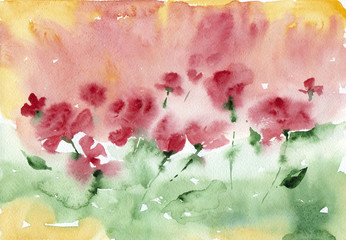 Watercolor red flowers - 103844772