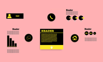 Naklejka premium Infographics with various buttons, ribbons,and graphs