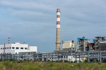 gas processing factory. landscape with gas and oil industry