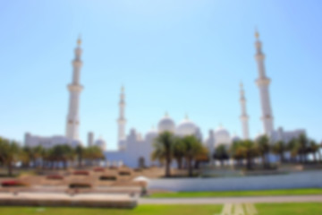 Fototapeta na wymiar United Arab Emirates Sheikh Zayed Mosque soft focus blurred