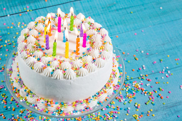 Colorful Birthday Cake with Candles - 103846556