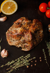 Pork baked with herbs