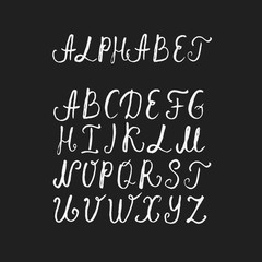 Vector Hand Drawn Font on white background. Letters written with a brush pen. Ink ABC. Handmade ABC font typography