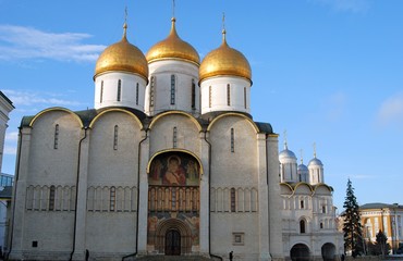 Dormition church of Moscow Kremlin. Color photo.