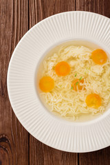 Chicken broth with noodles