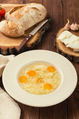 Chicken broth with noodles