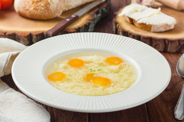 Chicken broth with noodles