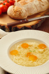 Chicken broth with noodles