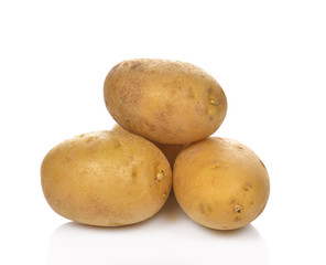 Potatoes with peel isolated on white background