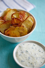chips and sour cream with greenery