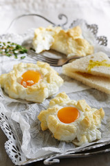 puffy sunny-side up eggs