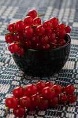 red currant in black bowl