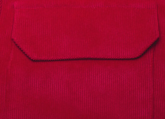 clothing pocket corduroy fabric, red, for backgrounds and textur