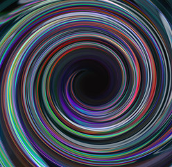 Fototapeta premium Curves abstract radial blur of colored lights on a black backgro