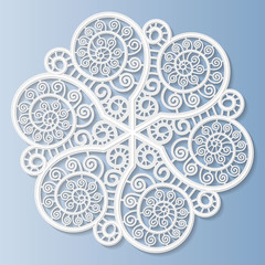 3D mandala, decorative flower, snowflake, embossed pattern, lace pattern, arabic ornament,indian ornament, vector