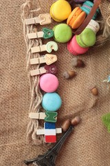 Fototapeta na wymiar macaroons dessert traditional french colorful and sweet.