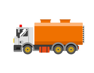 Water truck. liquid truck delivery. Vector tanker truck.