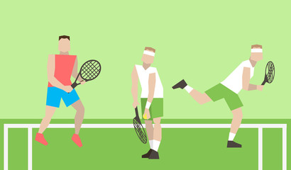 Professional tennis players on the tennis court. Strokes with a