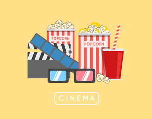 Popcorn food vector illustration. Popcorn in bucket. Big popcorn