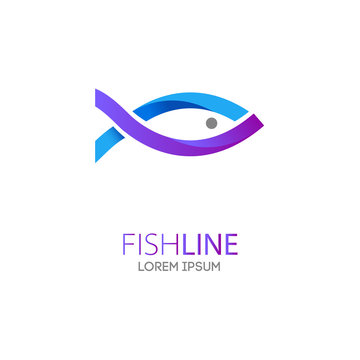 Vector fish icon. Fishing abstract logo template. Fishing isolat