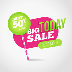 Big sale promotion banner with offer. For coupon or web backgrou