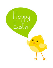Cute cartoon chicken with Easter message