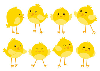 Set of cute cartoon chickens - 103853501