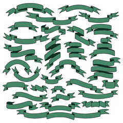 Vintage ribbon banners, hand drawn set