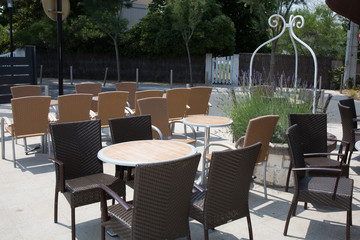 Cafe Table and Chairs in Open Air