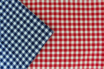 Wooden table covered with tablecloth