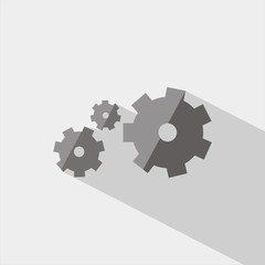 Icono de engranaje. Símbolo de configuración o ajustes en fondo gris