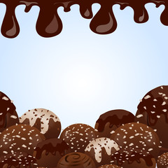 card, menu with chocolate truffles, vector
