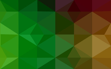 Multicolor dark red, green polygonal design pattern, which consist of triangles and gradient in origami style.