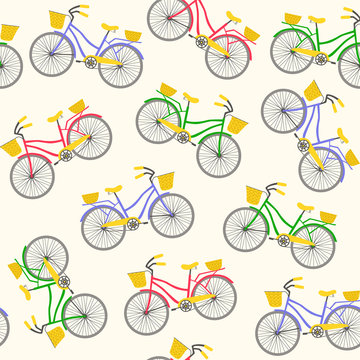Seamless pattern with bicycles. Vector illustration