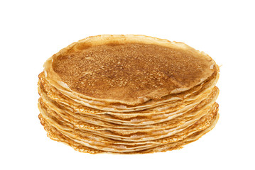 blinis or crepes in a stack isolated on white background