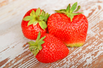 Strawberry on wooden background, DOF