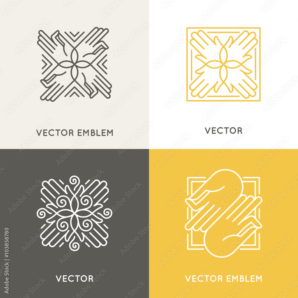 Poster vector logo design template in trendy linear style