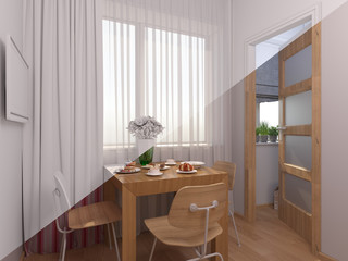 3D visualization of interior design kitchen