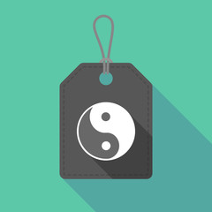 Long shadow label icon with a ying yang