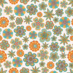 Abstract floral seamless. Hand drawn doodle. Vector illustration