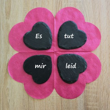 Herzblatt mit Entschuldigung in Textform - Es tut mir leid 