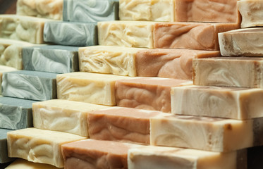 Organic handmade soap. Organic soap close-up.