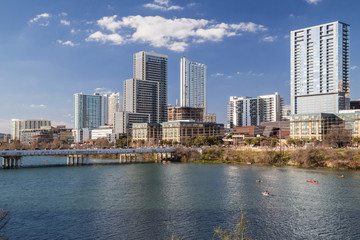Fototapeta na wymiar Panorama of Downtown Austin and Colorado river