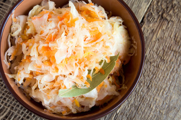 Sauerkraut in ceramic bowl