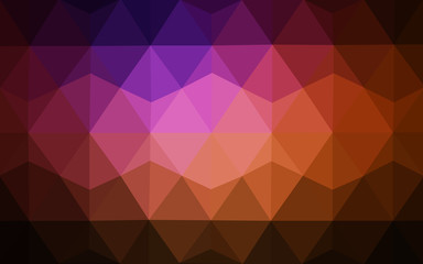 Multicolor dark pink, red, orange polygonal design pattern, which consist of triangles and gradient in origami style.