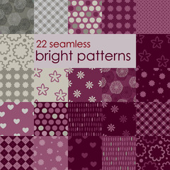 Vector illustration of a set of seamless retro backgrounds. It can be used for cloth, jackets, bags, notebooks, cards, envelopes , pads , blankets , furniture