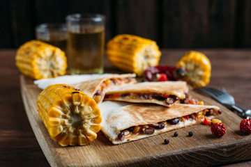 Vegetarian Mexican quesadillas with cheese